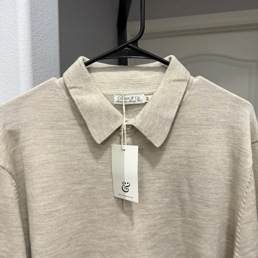 Collars And Co Dress Polo Sweater Mens XL Australian Merino-Wool Luxury New Soft